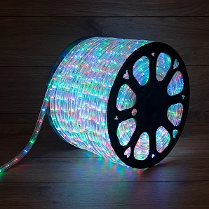 Дюралайт LED трехжильный 230В 13мм 36 LED/м МУЛЬТИ (RYGB) свечение с динамикой модуль 1м бухта 100м NEON-NIGHT